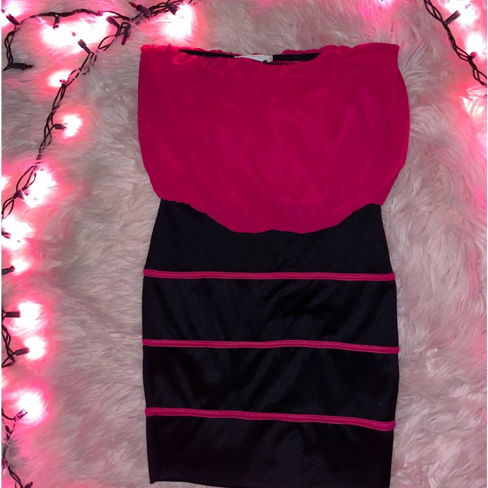 Hot tempered pink and black dress